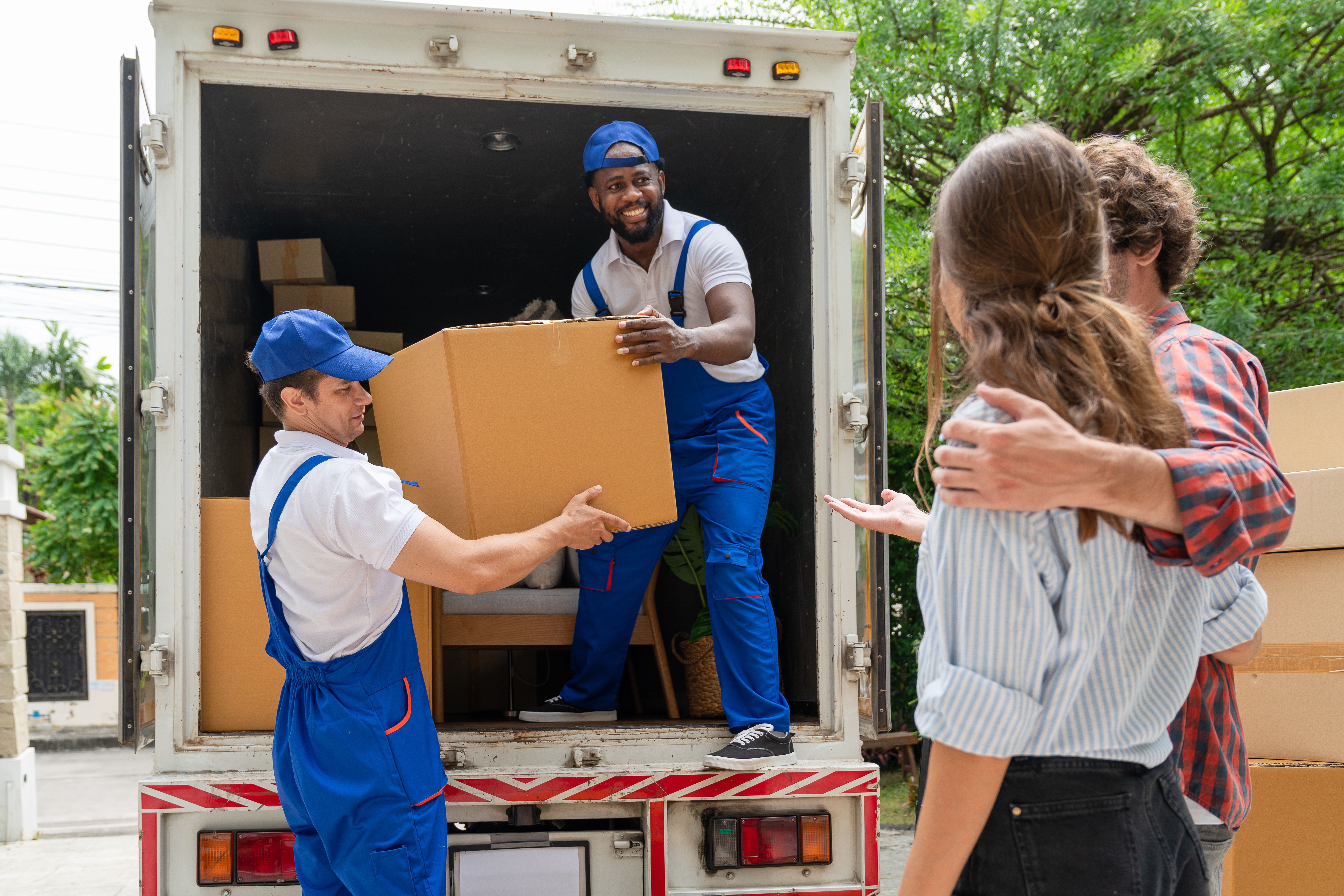 Movers loading boxes