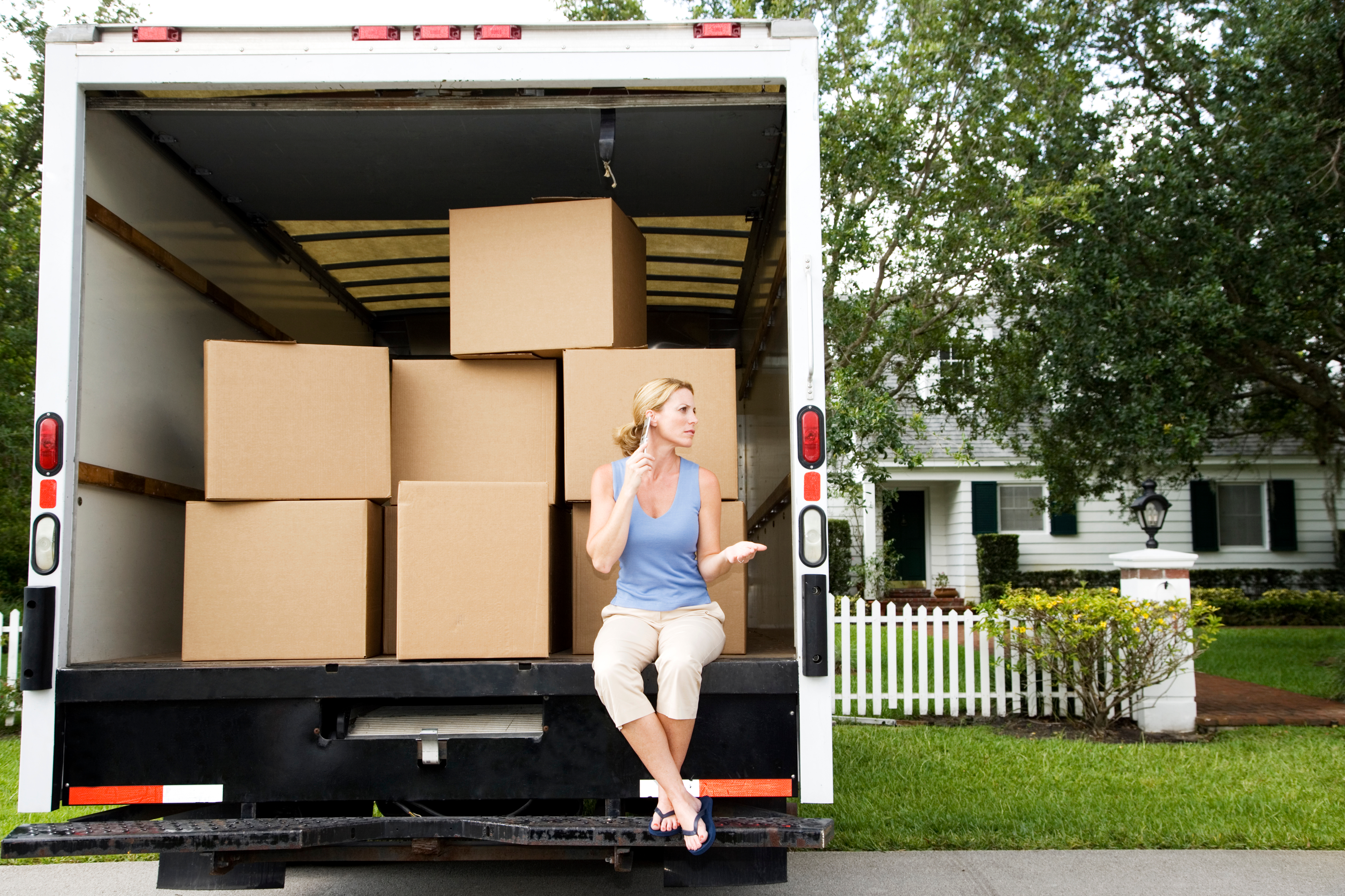Woman in moving van